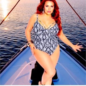 NWT City Chic CCX Snake Print Swim Suit - 18W